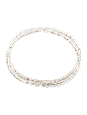David Yurman 18K 4.57ctw Diamond Sculpted Cable Flex Three Row Bracelet