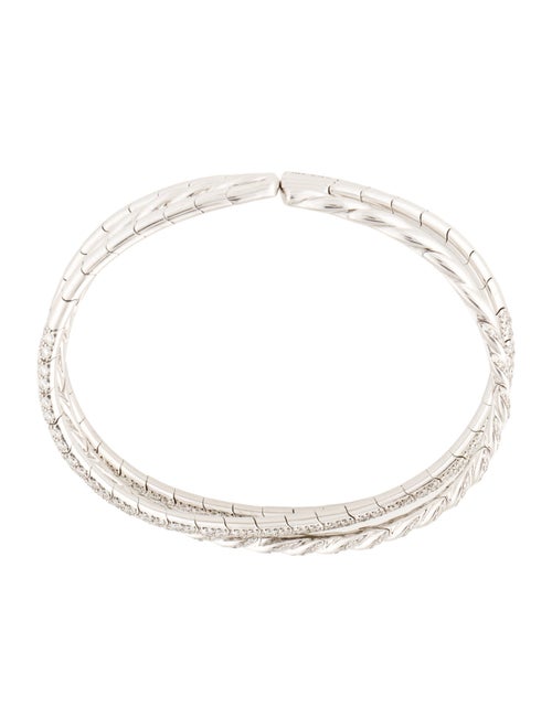 David Yurman 18K 4.57ctw Diamond Sculpted Cable Flex Three Row Bracelet