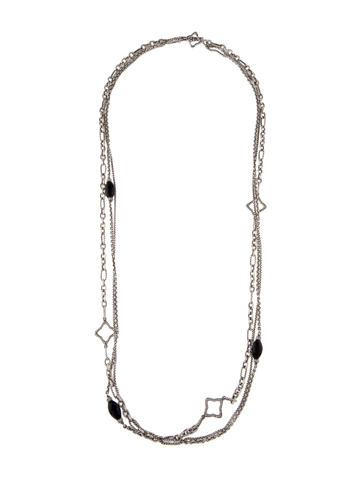 David Yurman Onyx & Diamond Bijoux Multistrand Necklace