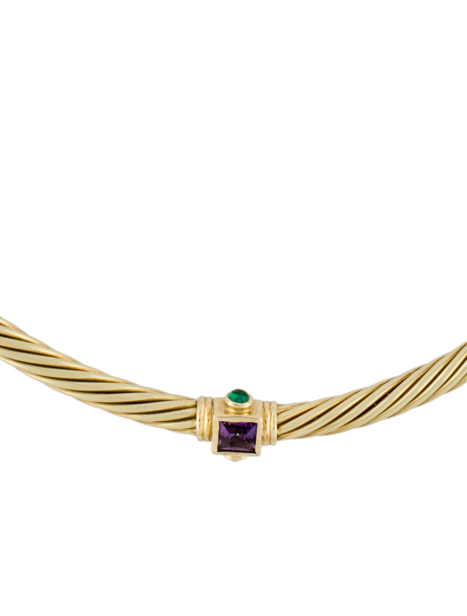 David Yurman 14K Amethyst & Emerald Renaissance Collar Necklace