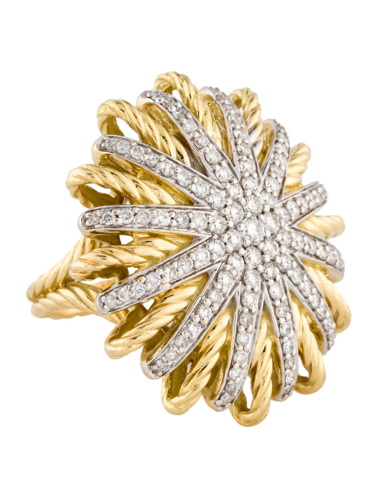 David Yurman 18K 1.24ctw Diamond Starburst Cocktail Ring