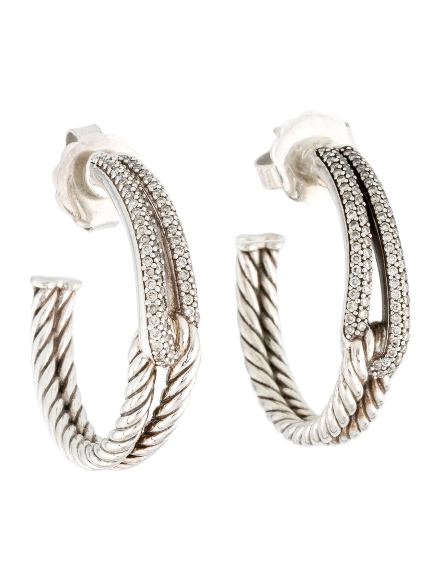David Yurman Diamond Labyrinth Hoop Earrings