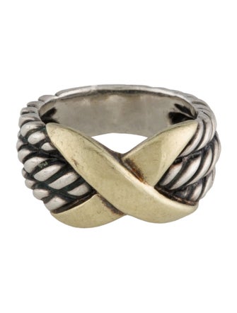David Yurman Two-Tone X Triple Row Band Ring