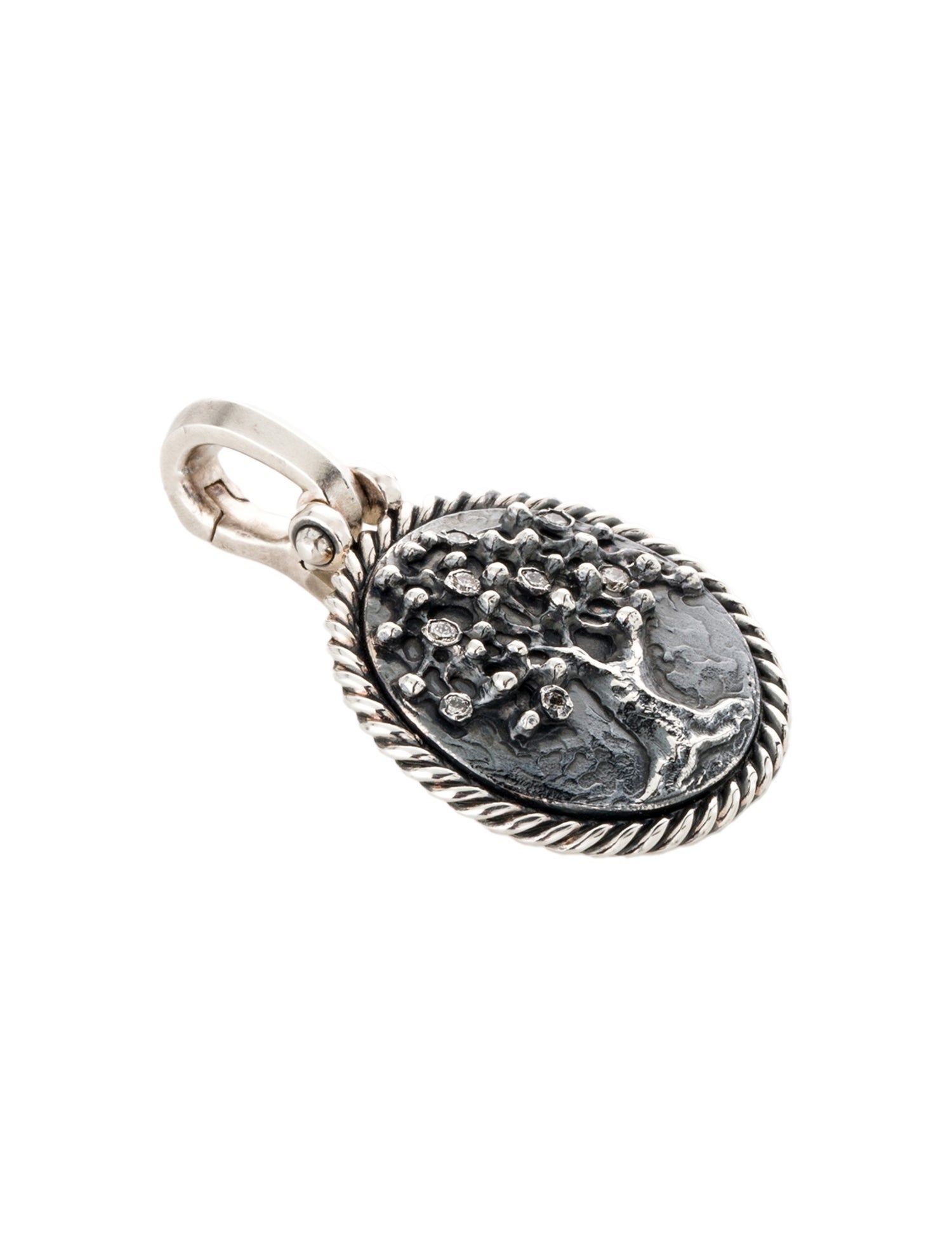 David Yurman Diamond Tree Of Life Amulet Enhancer Pendant