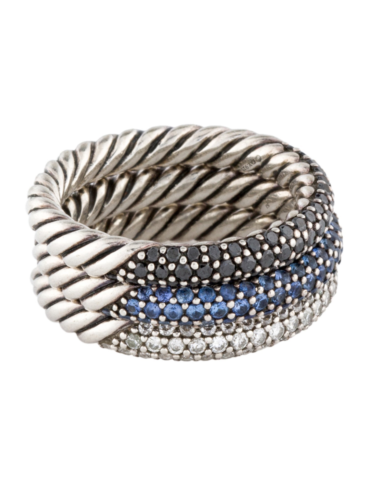 David Yurman Diamond & Sapphire Stack Ring Set