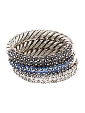David Yurman Diamond & Sapphire Stack Ring Set