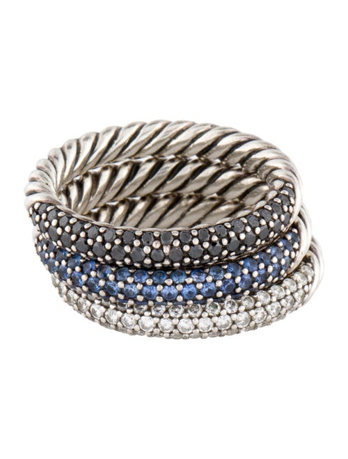 David Yurman Diamond & Sapphire Stack Ring Set