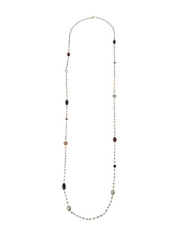 David Yurman Bead Strand 18K Pearl & Multistone Station Necklace 9.0-10.0mm