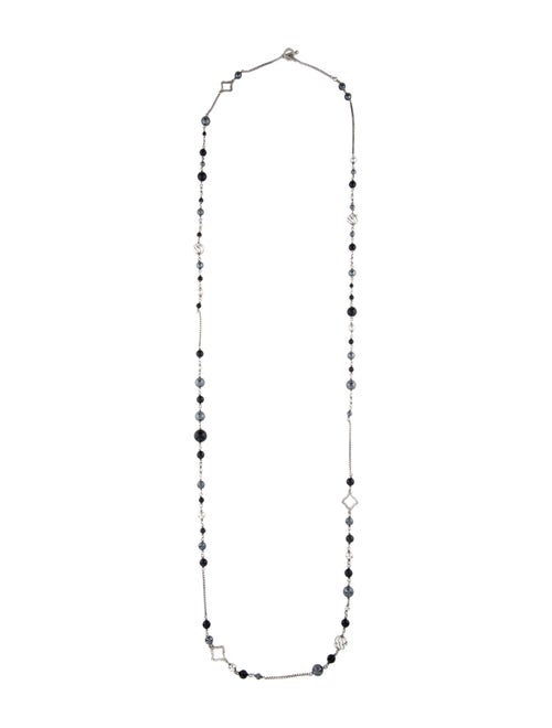 David Yurman Hematite & Onyx Elements Quatrefoil Station Necklace