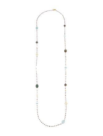 David Yurman 18K Labradorite, Iolite, Aquamarine & Topaz Quatrefoil Bead Chain Necklace
