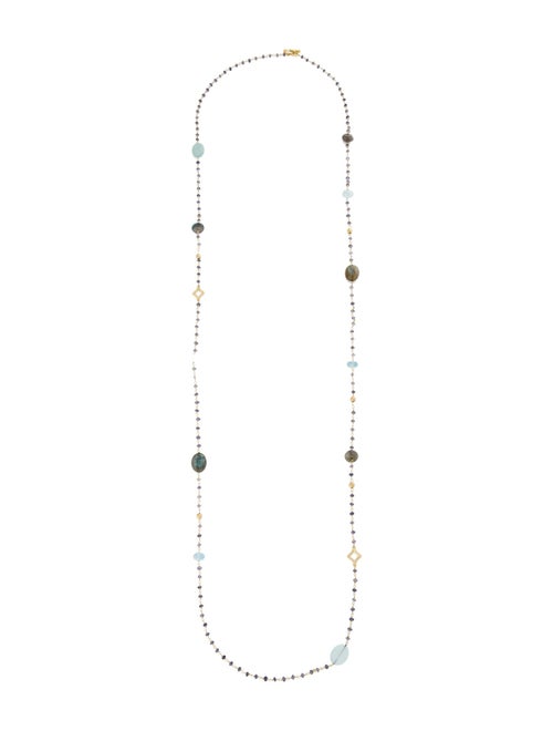 David Yurman 18K Labradorite, Iolite, Aquamarine & Topaz Quatrefoil Bead Chain Necklace