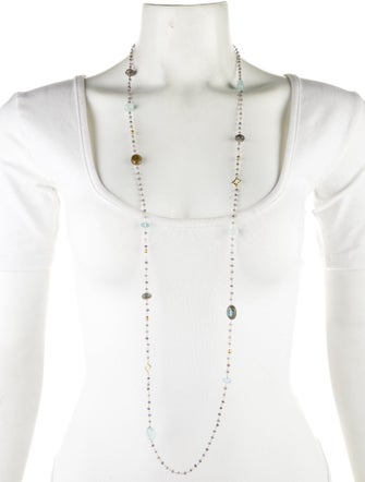 David Yurman 18K Labradorite, Iolite, Aquamarine & Topaz Quatrefoil Bead Chain Necklace