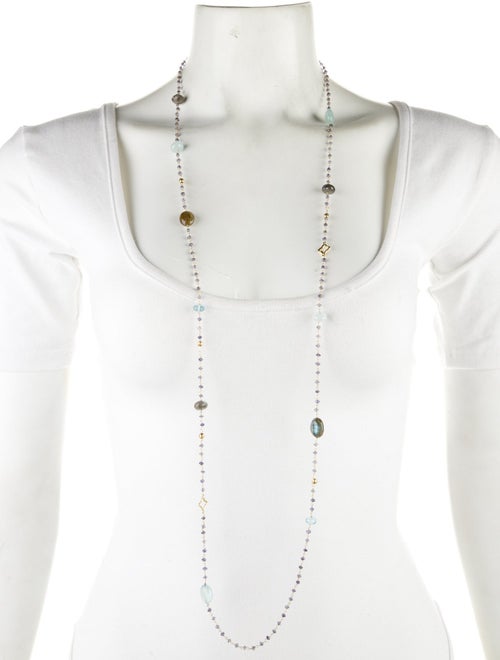 David Yurman 18K Labradorite, Iolite, Aquamarine & Topaz Quatrefoil Bead Chain Necklace