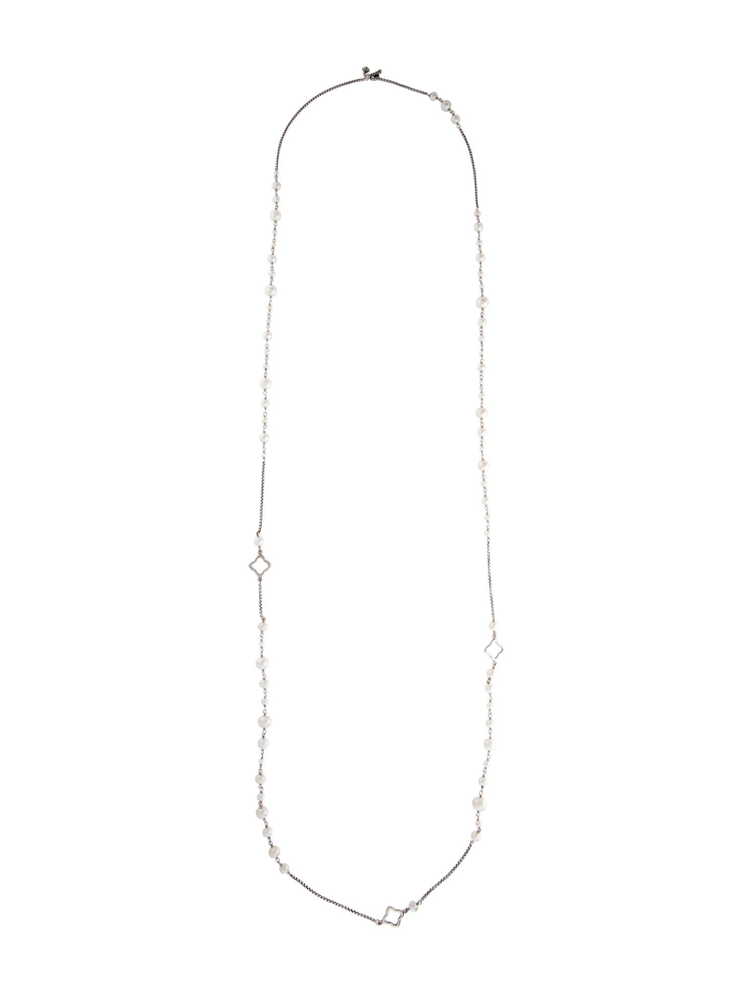 David Yurman Pearl Quatrefoil Station Necklace