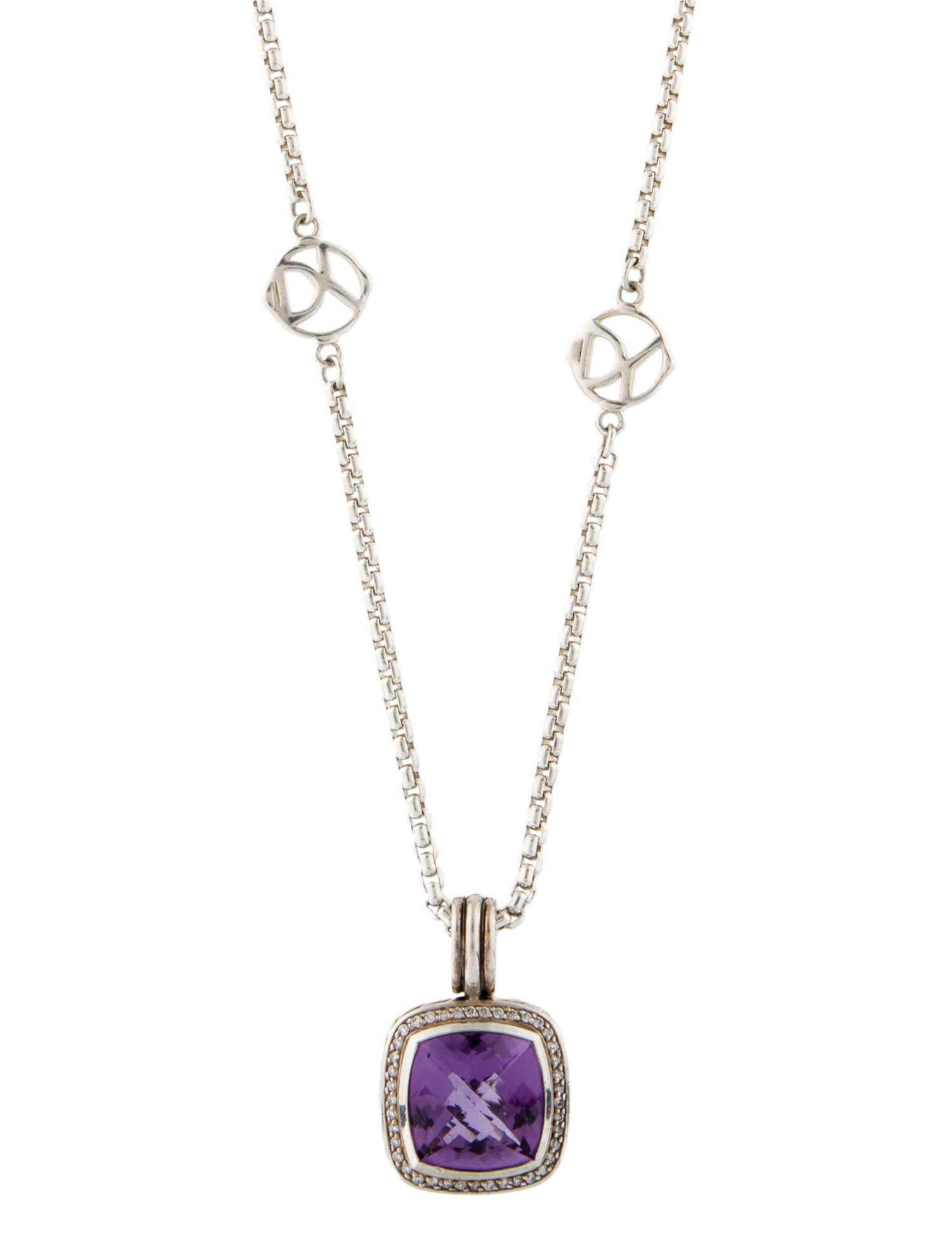David Yurman Amethyst & Diamond Albion Pendant Necklace