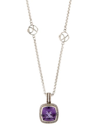 David Yurman Amethyst & Diamond Albion Pendant Necklace