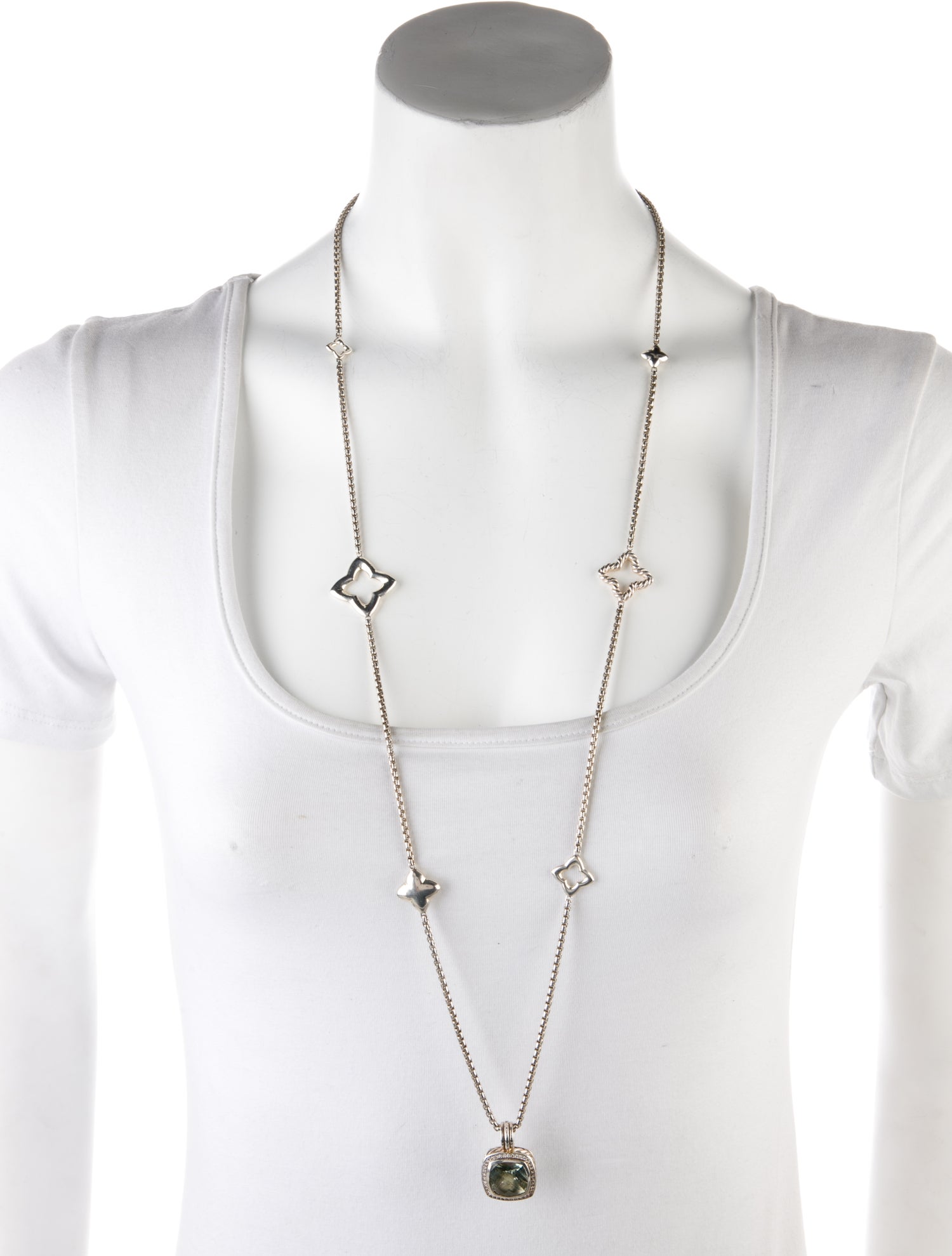 David Yurman Prasiolite & Diamond Albion Pendant Necklace
