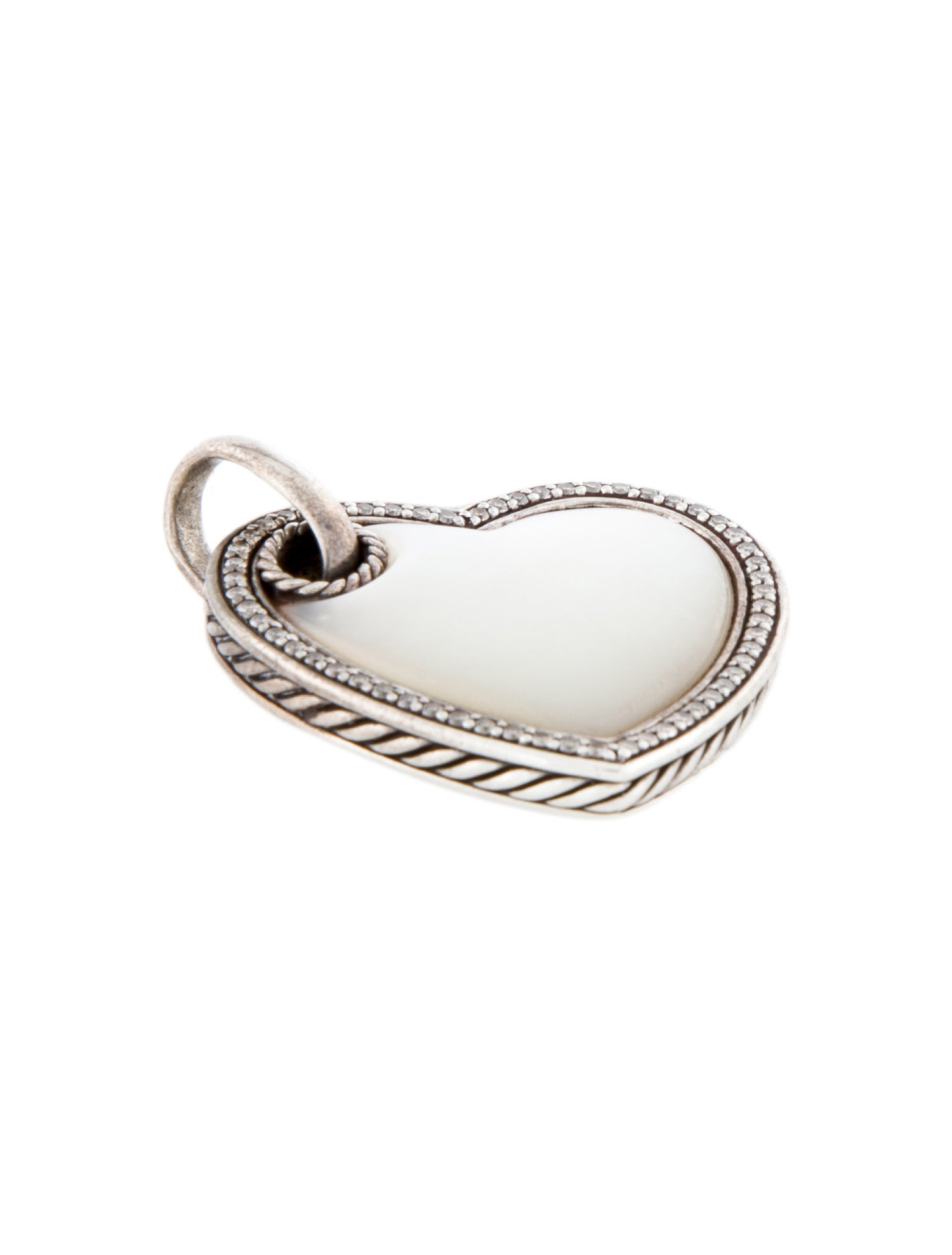 David Yurman Mother of Pearl & Diamond Cable Heart Pendant