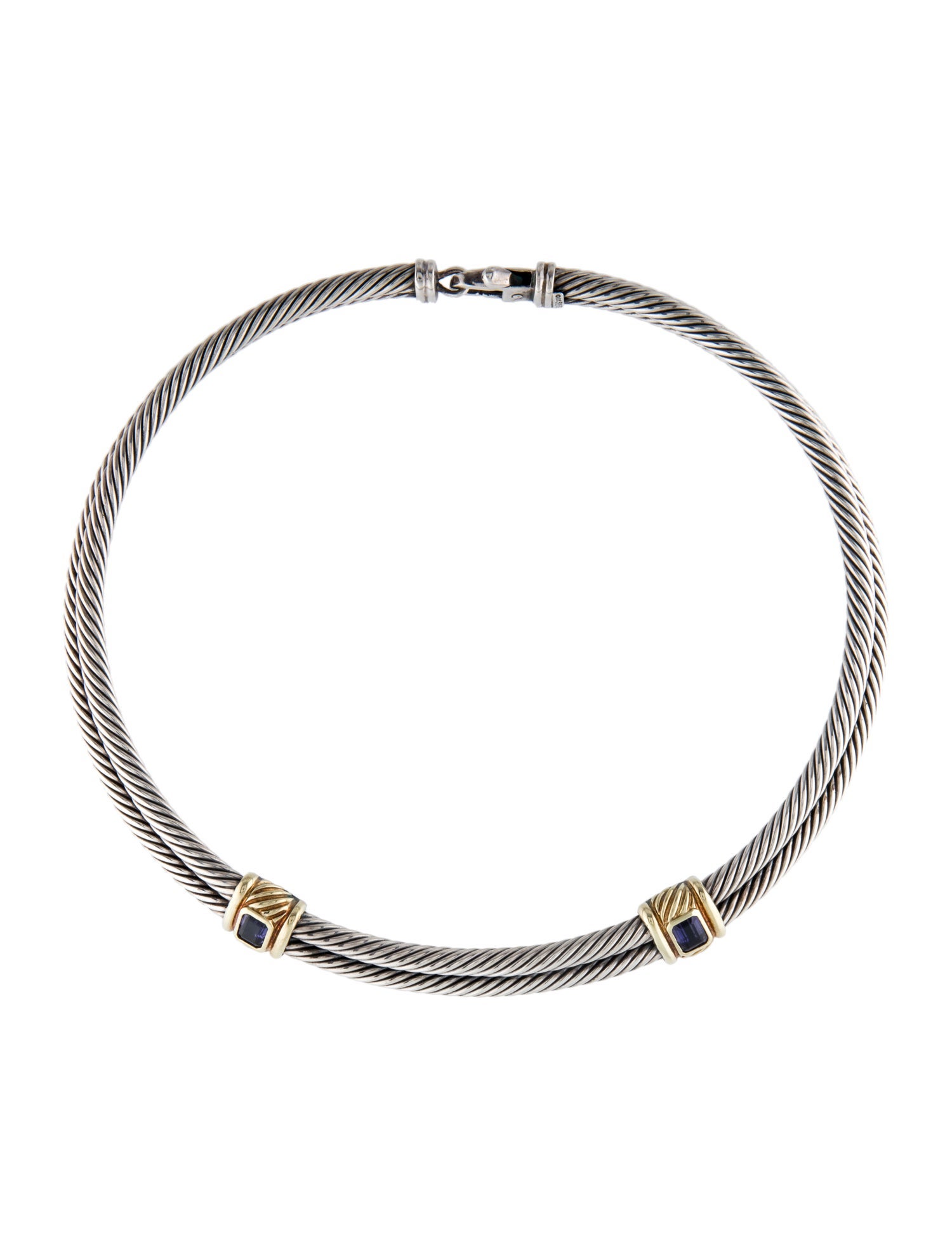 David Yurman Iolite Double Cable Collar Necklace