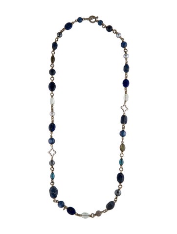 David Yurman Station Pearl & Multistone Quatrefoil Necklace 9.0-10.0mm