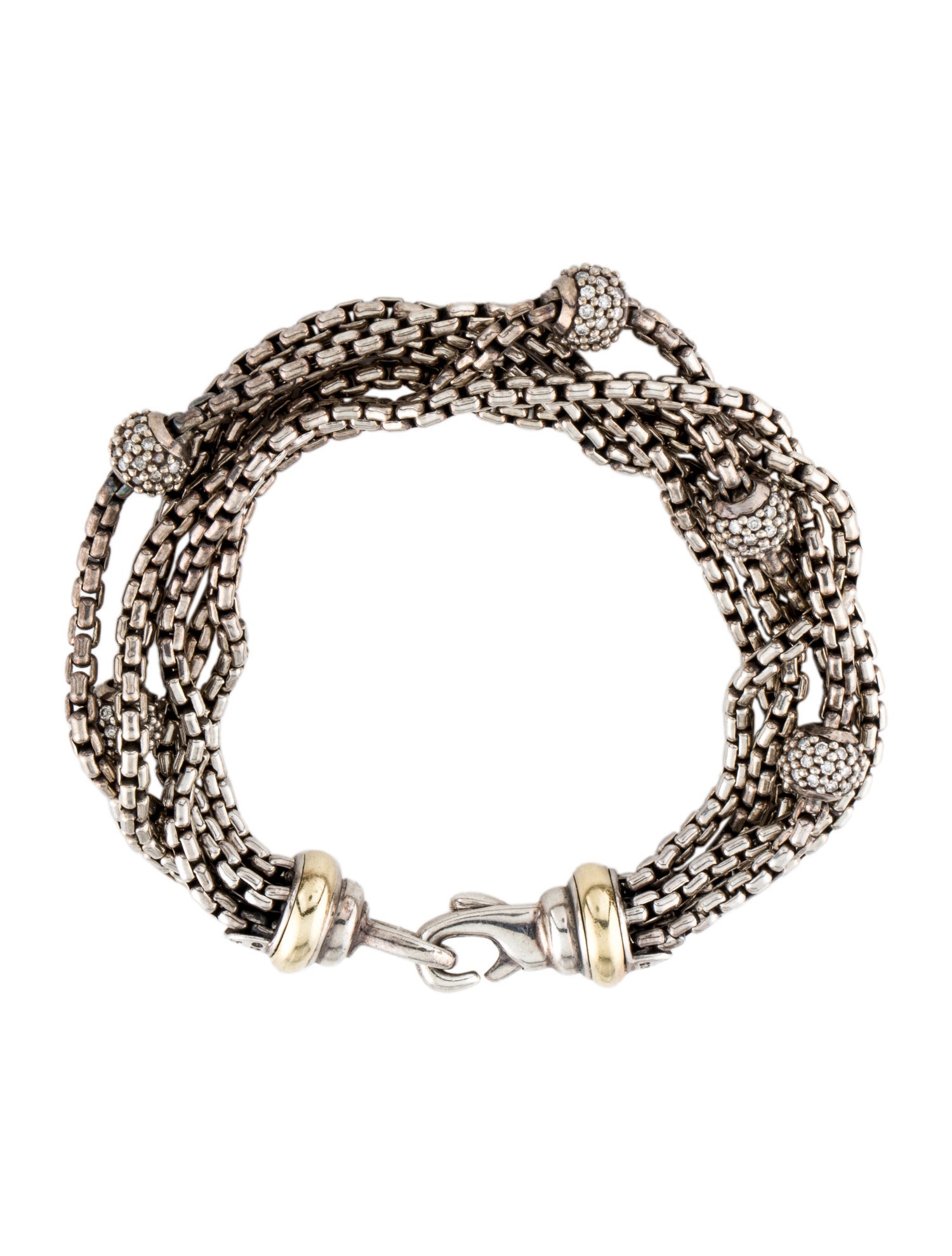 David Yurman Diamond Pavè Ball Multi-strand Station Bracelet