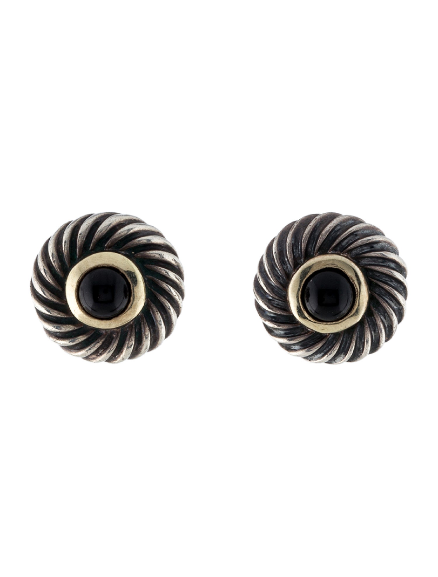 David Yurman Vintage Two-Tone Onyx Cookie Stud Earring