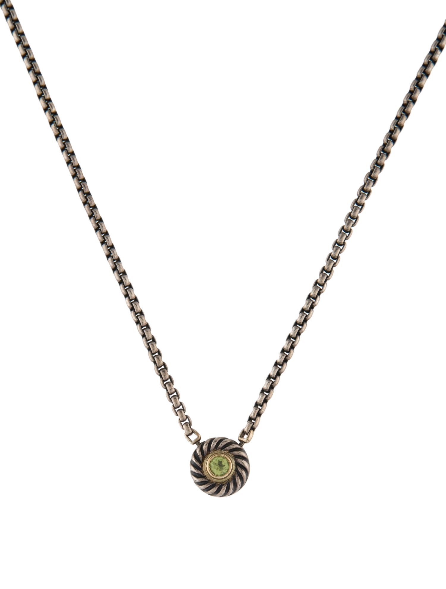 David Yurman Peridot Cookie Pendant Necklace