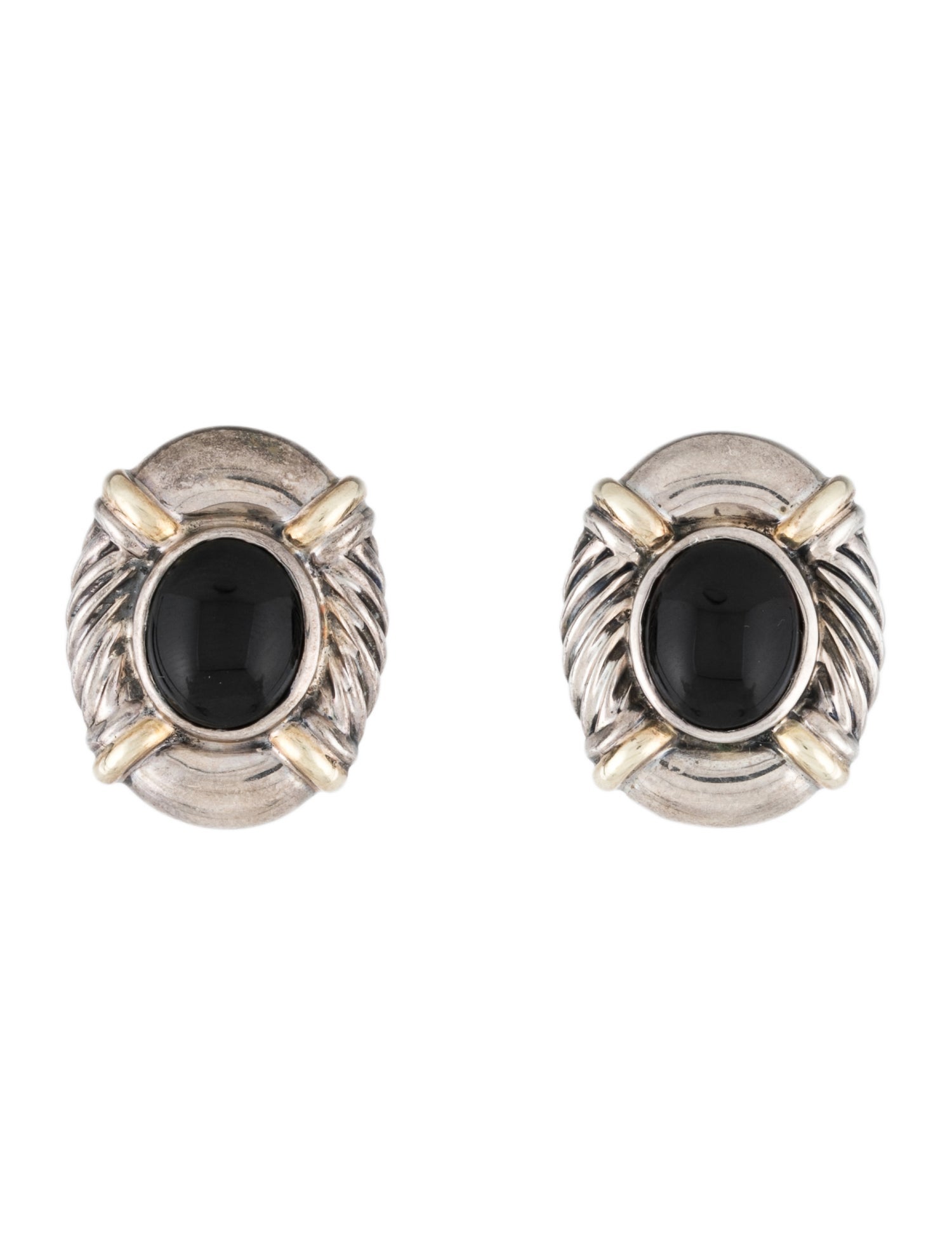 David Yurman Vintage 6.86ctw Onyx Clip-On Earrings