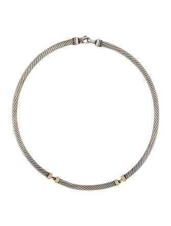 David Yurman Two-Tone Metro Cable Choker Necklace