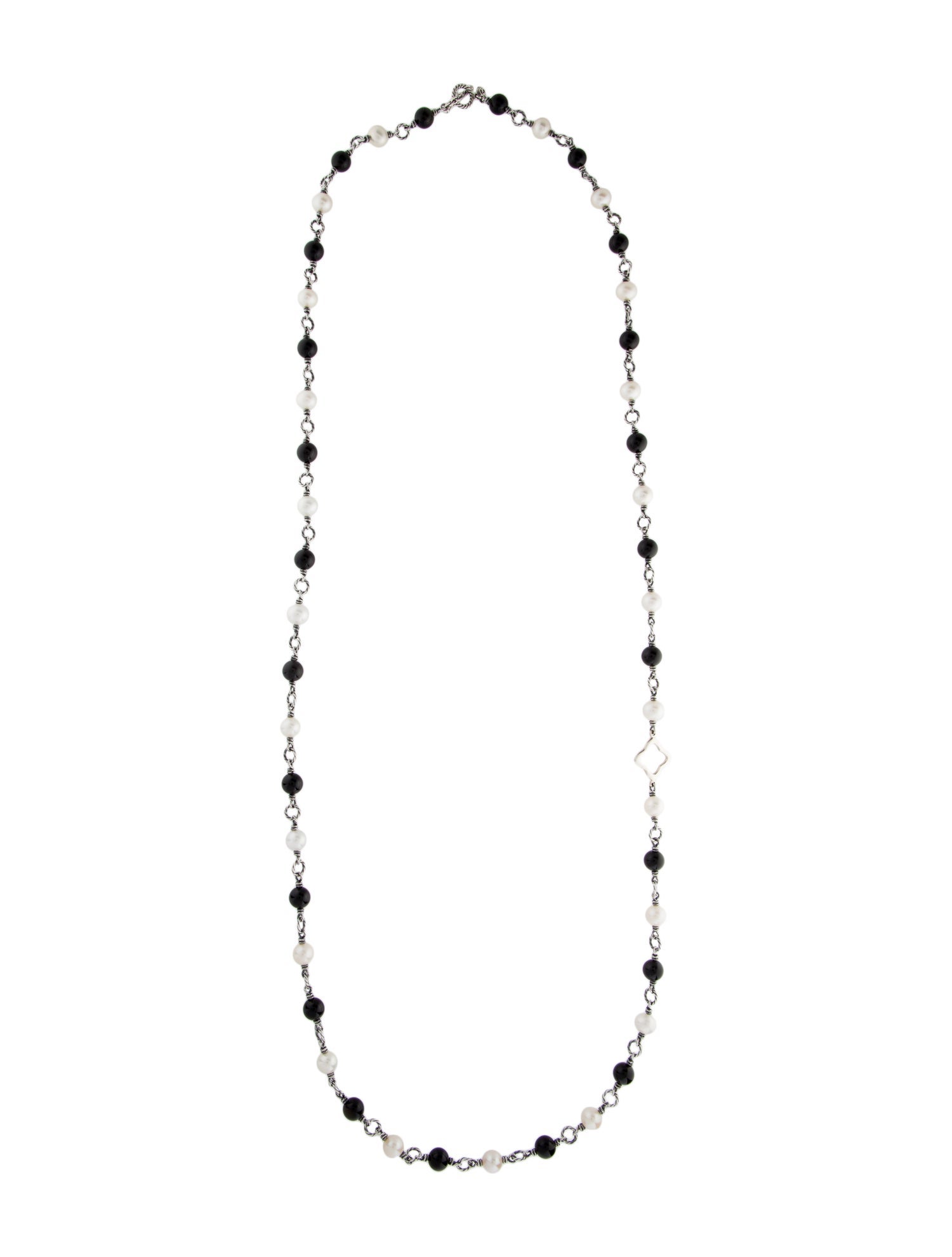 David Yurman Pearl & Onyx Bijoux Station Necklace