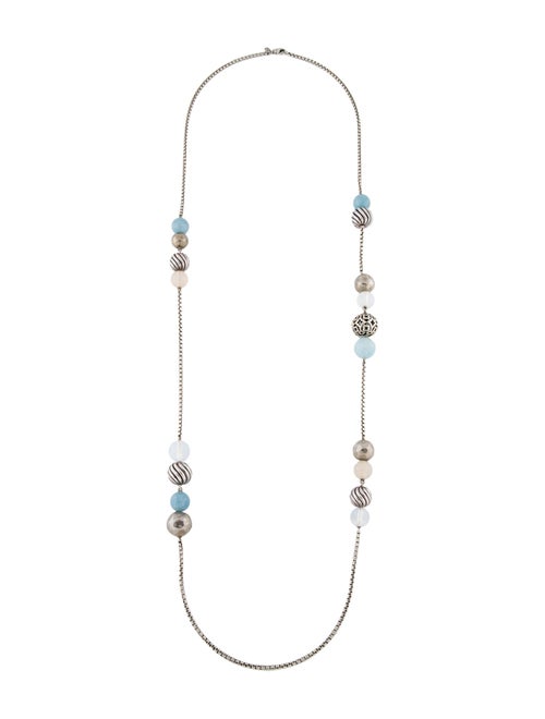 David Yurman Aquamarine & Chalcedony DY Elements Station Necklace