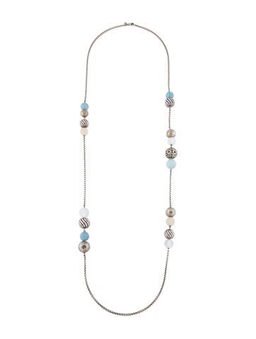 David Yurman Station Aquamarine & Chalcedony DY Elements Necklace