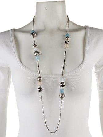 David Yurman Aquamarine & Chalcedony DY Elements Station Necklace
