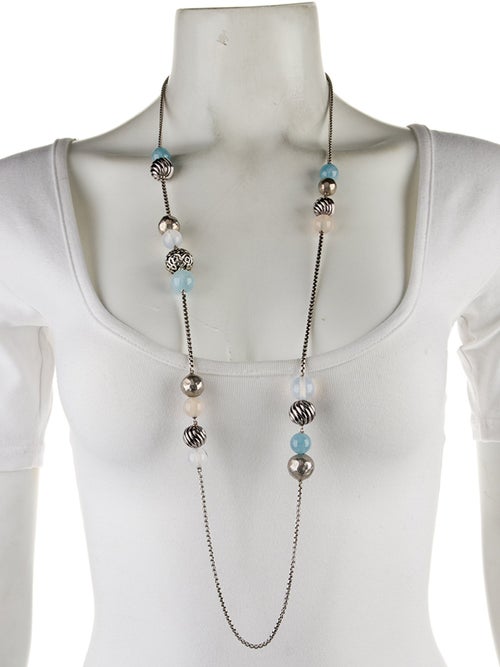 David Yurman Aquamarine & Chalcedony DY Elements Station Necklace