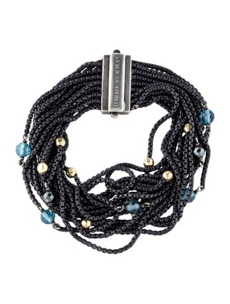 David Yurman Topaz & Hematite Sixteen-Row Chain Bracelet
