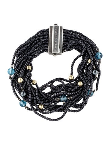 David Yurman Multistrand Topaz & Hematite Sixteen-Row Chain Bracelet