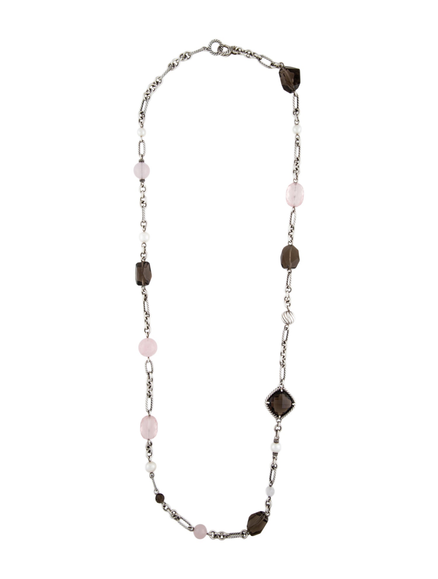 David Yurman Pearl, Rose Quartz & Smoky Quartz Bijoux Bead Necklace