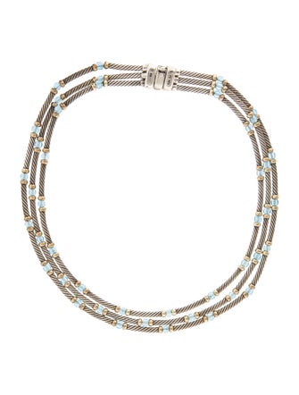 David Yurman Topaz Three Row Hampton Cable Necklace