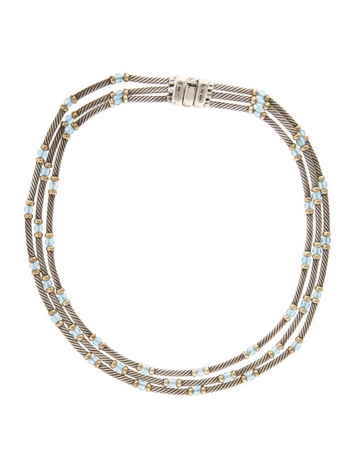 David Yurman Topaz Three Row Hampton Cable Necklace