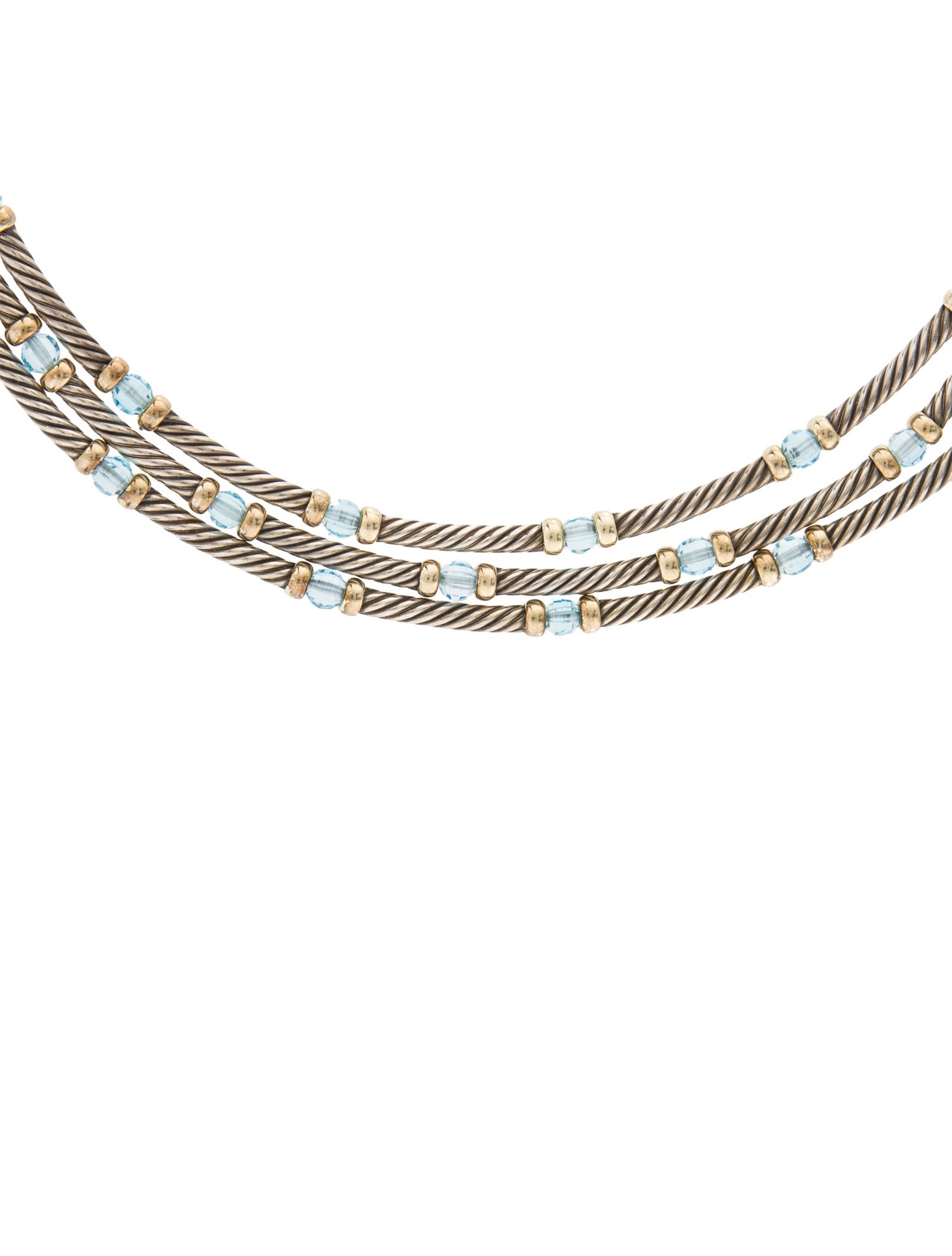 David Yurman Topaz Three Row Hampton Cable Necklace