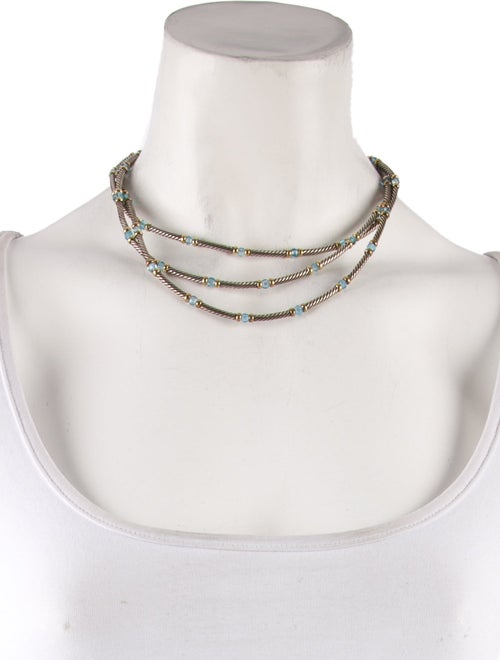 David Yurman Topaz Three Row Hampton Cable Necklace