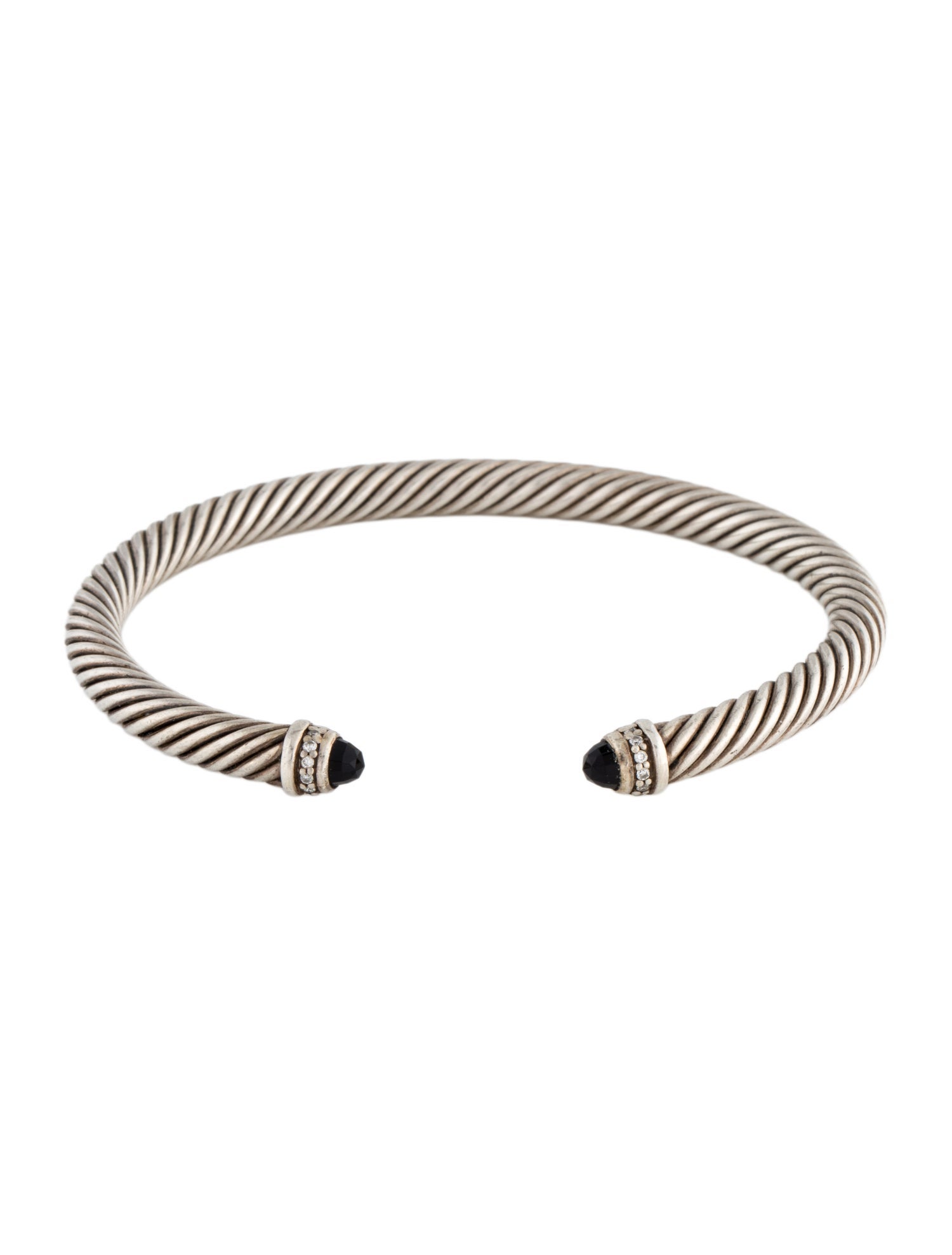 David Yurman Onyx & Diamond Classic Cable Bracelet
