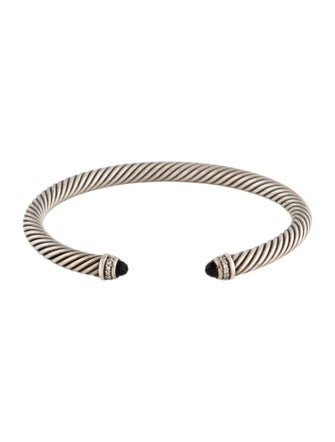 David Yurman Onyx & Diamond Classic Cable Bracelet