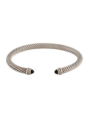David Yurman Cuff Onyx & Diamond Classic Cable Bracelet