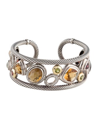 David Yurman Diamond & Multistone Mosaic Cuff Bracelet