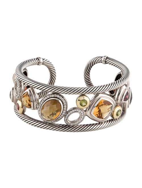 David Yurman Diamond & Multistone Mosaic Cuff Bracelet