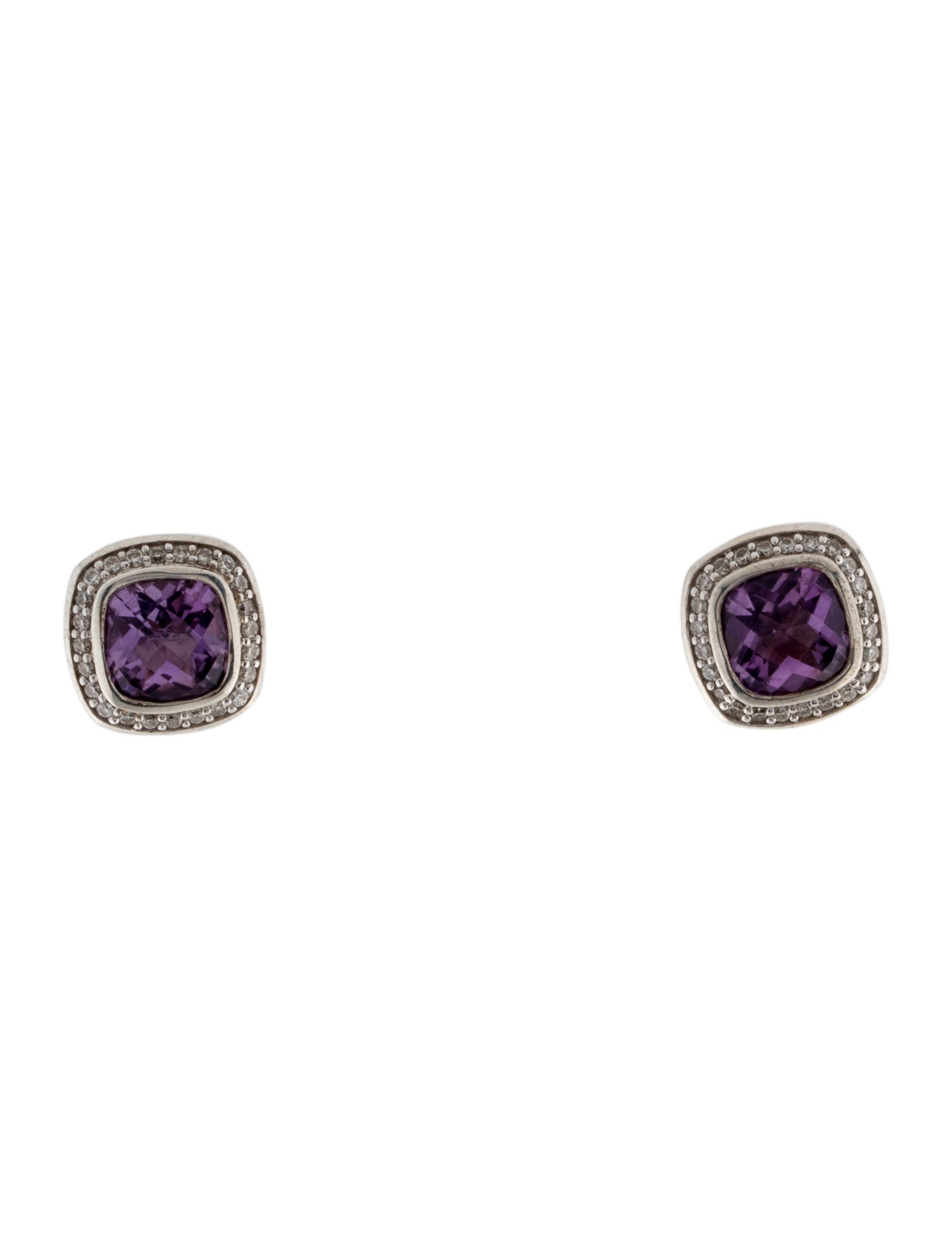 David Yurman Amethyst & Diamond Albion Stud Earrings