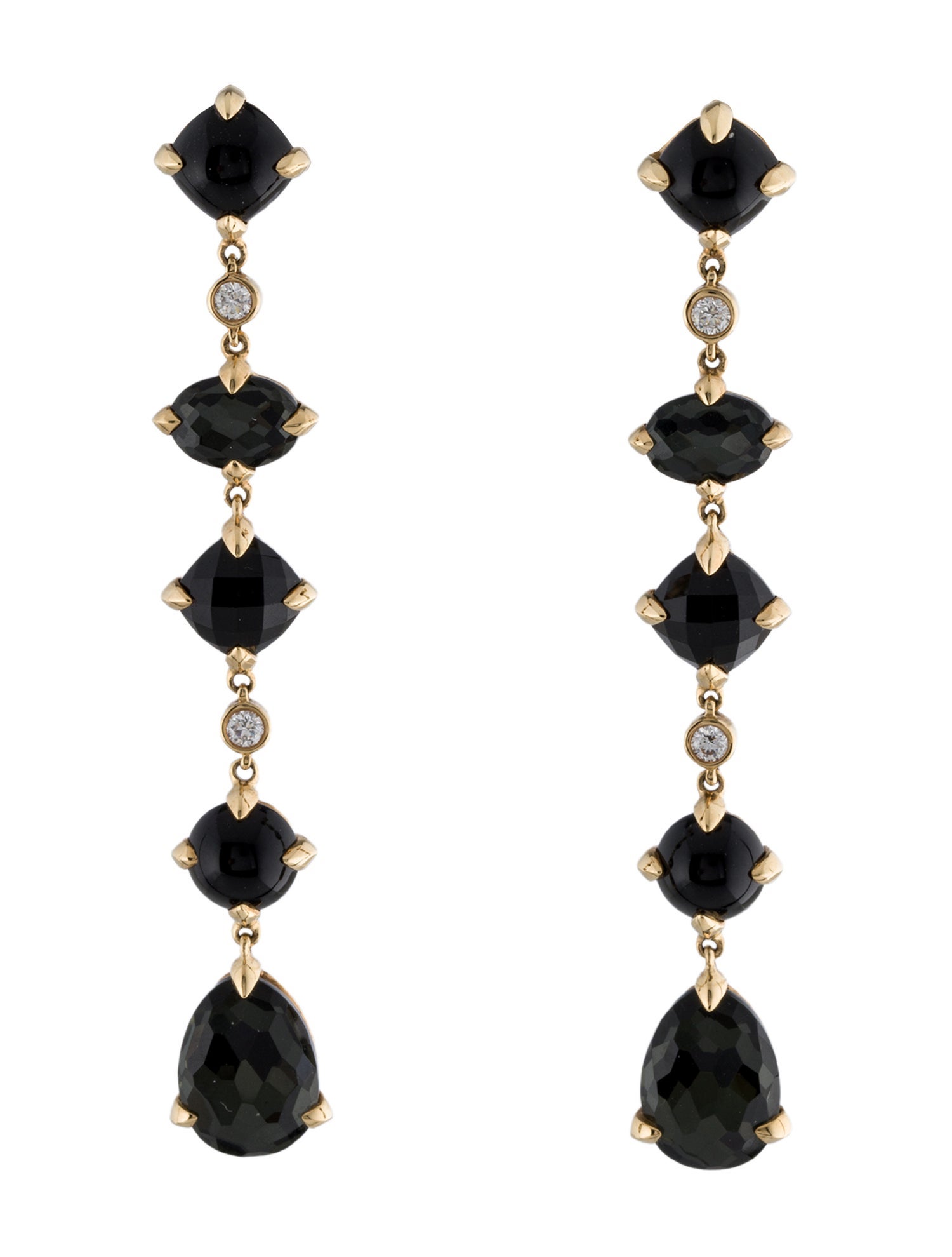 David Yurman 18K Quartz, Hematine, Onyx & Diamond Chatelaine Drop Earrings