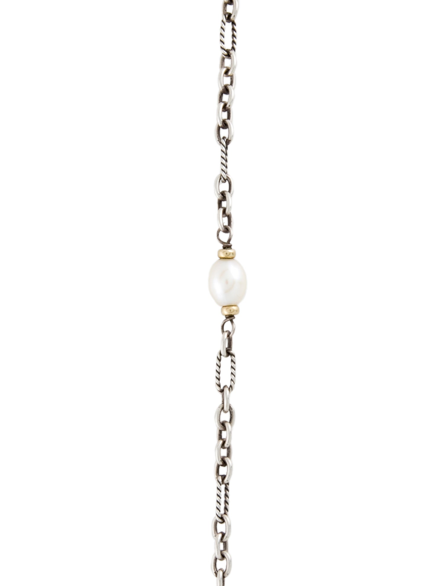 David Yurman Two-Tone Pearl Figaro Chain Station Necklace