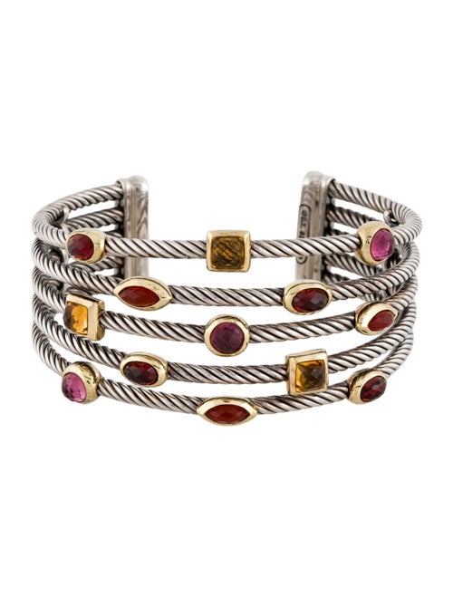 David Yurman Two-Tone Multi-Stone 5 Row Confetti Cuff Bracelet